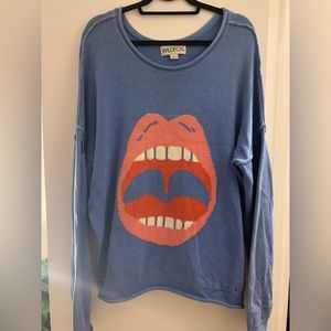 Wildfox Oversized Blue Moutb Sweater